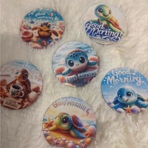 Cute Sea Turtle Good Morning Drink Coasters. New. 6 pcs set.